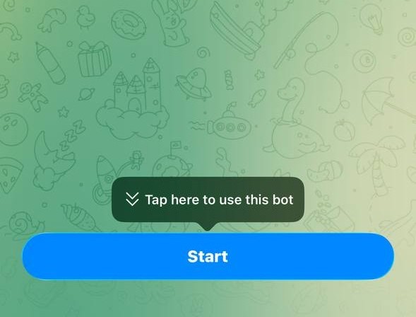 示意图:Telegram Bot 页面 Start 按钮